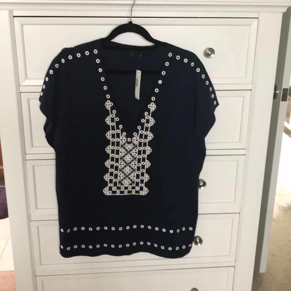 Navy Blue and White Summer top